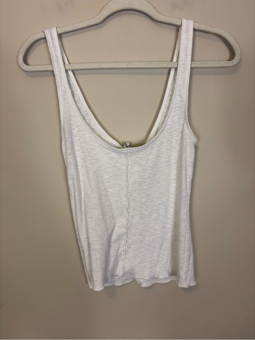 Free People White Ribbed Button-Front Tank Top Small - Picture 2 of 6